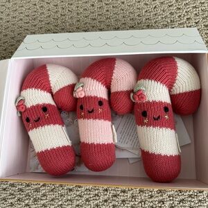 Cuddle + Kind Candy Cane Knit Toys in Gingerbread House Gift Box